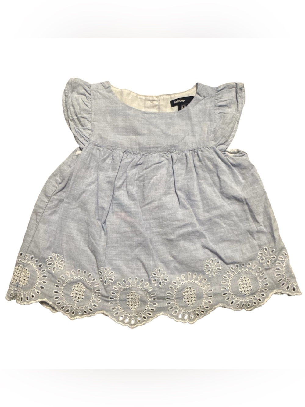 Baby Gap Chambray Eyelet Embroidered Dress 18-24M Light Blue Lined